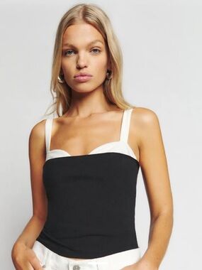 REFORMATION Harlen Knit Two Tone Black & White Tank Top Small